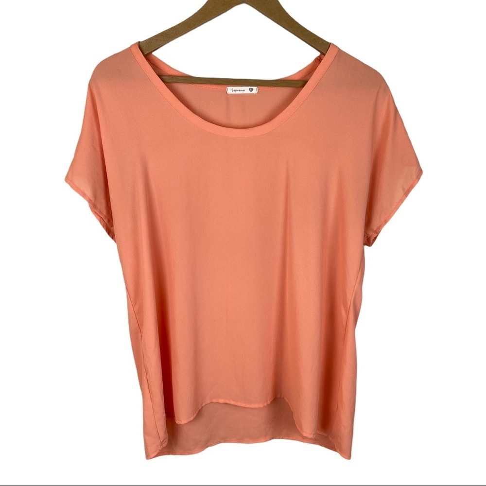Soprano Peach Boxy Sheer Top